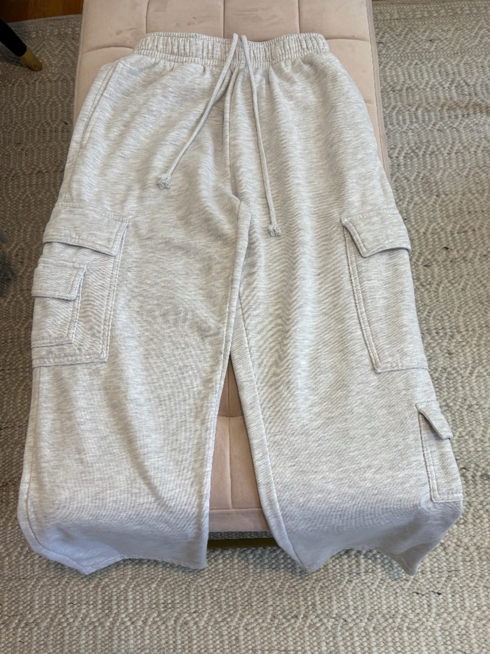 Garage Wide-Leg Cargo Sweats - light grey heather - XS